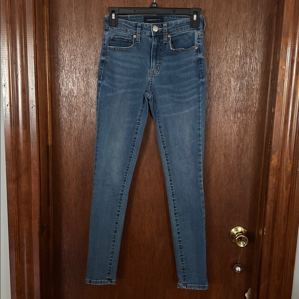 Aeropostale High Rise Jegging in Dark Blue
